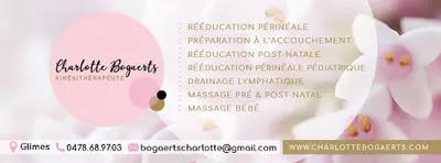 Charlotte Bogaerts, Kiné Spécialisée en Rééducation Périnéale (pré et Post-natal), Drainage Lymphatique Renata França